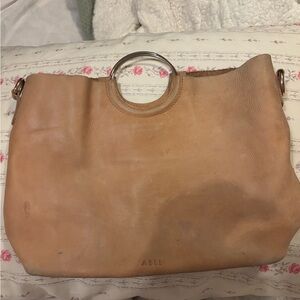 Able Natural Leather Tote with Silver Accents